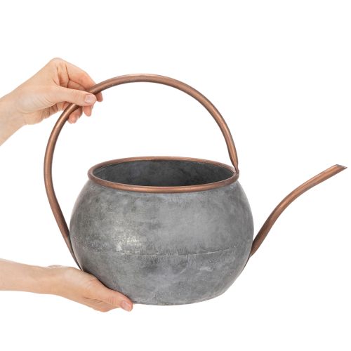 Dekorativ vannkanne i metall, vintage landlig stil, hagedekorasjon, for planting, sølvkobber, L41cm Ø26cm H30cm | Floristik24.no