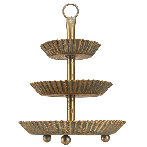 Floristik24 Metall etagere 3-lags gull antikk vintage Ø17cm H23cm