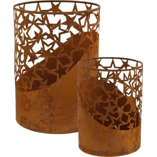 Floristik24 Metalllanterne patina dekorasjonsstjerner Ø15cm/20cm sett med 2 stk