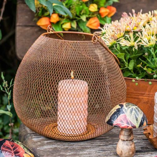 Floristik24 Metalllykt med ristborddekorasjon på rist Ø26cm H20cm