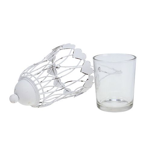 Floristik24 Metalllykt Ø7,5cm H12cm hvit