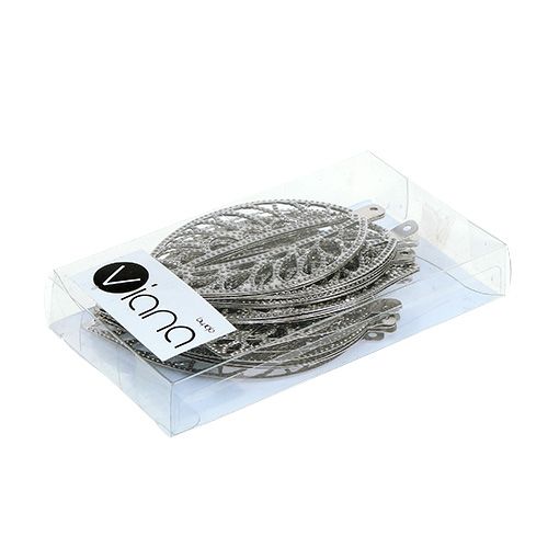 Floristik24 Metallplate for å henge sølv 4cm x 7cm 24stk