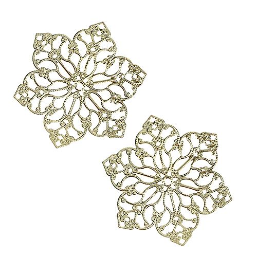 Metallblomst med ornament Ø5,5cm gull 24stk | Floristik24.no