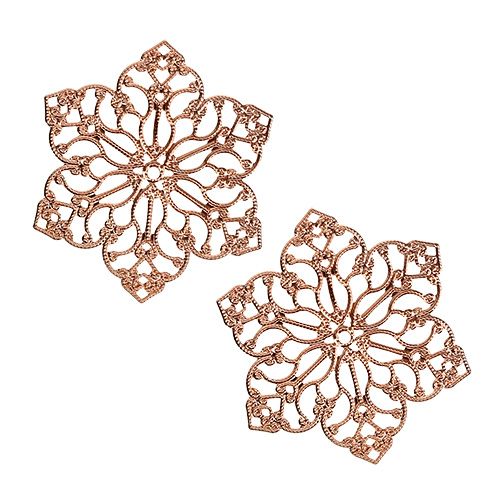 Floristik24 Metallblomst med ornament Ø5,5cm kobber 24stk