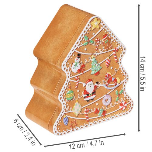 Juleboks, kakeboks, juletre og hus, pepperkakeutseende, 14 cm, 2 stk. | Floristik24.no