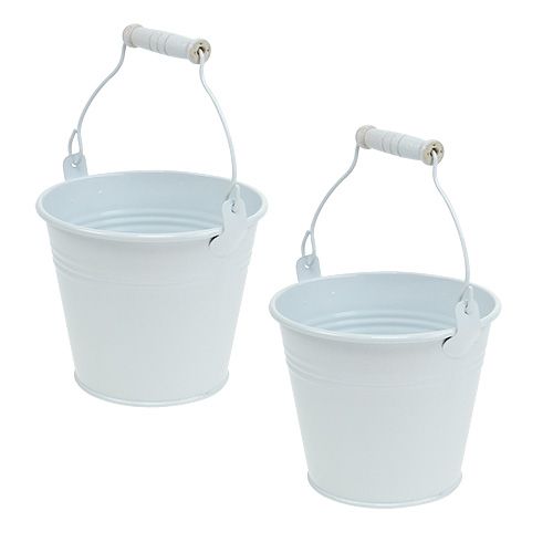 Metallbøtte hvit Ø10cm H8cm 10p | Floristik24.no