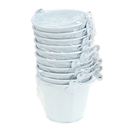 Metallbøtte hvit Ø10cm H8cm 10p | Floristik24.no