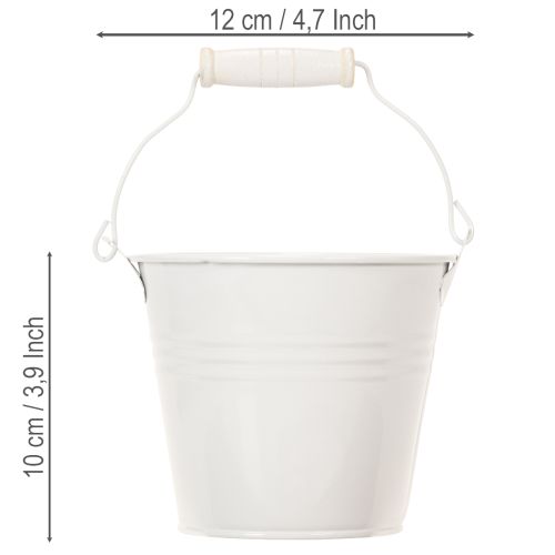Metallbøtter, hvite, Ø12 cm, H10 cm, 8 stk. | Floristik24.no