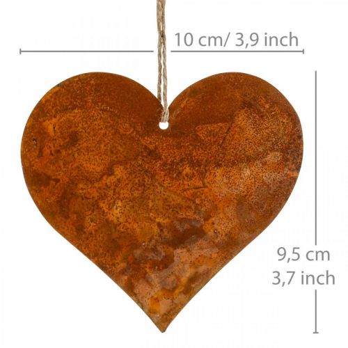 gjenstander Hjerter til å henge høst metalldekor patina 9,5×10cm 12stk