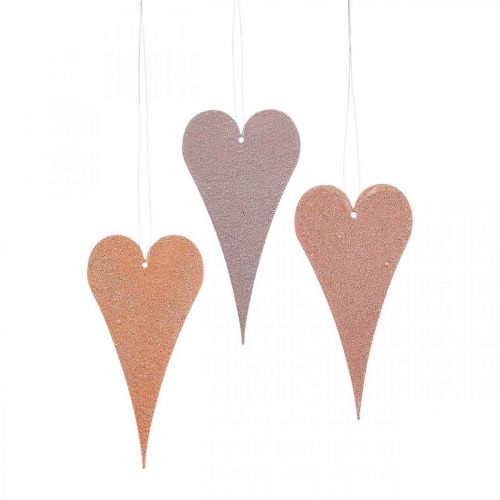 Hengende dekorasjonsvindu metallhjerter, dekorative hjerter til å henge opp Oransje/lilla H10cm 6stk