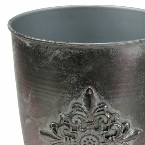 gjenstander Dekorativ metallbeger med ornament sølvgrå Ø16,5cm H31cm