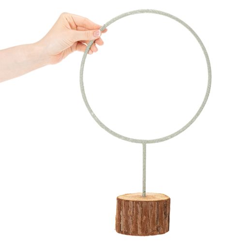 Dekorativ metallring på et trestativ for borddekorasjon, 43 cm | Floristik24.no