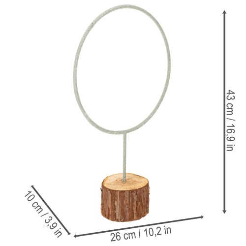 Dekorativ metallring på et trestativ for borddekorasjon, 43 cm | Floristik24.no