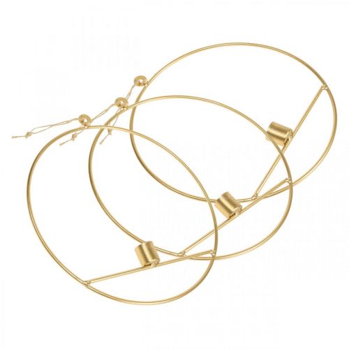 gjenstander Lysestake til oppheng av dekorativ gullring i metall Ø25cm 3stk