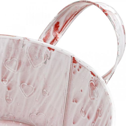 Floristik24 Planteskål, Valentinsdag, metallkar med hjertedekor, plantepotte Ø23cm