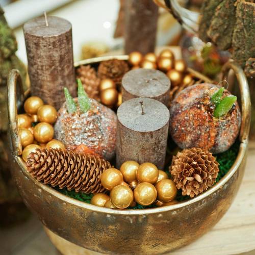 Floristik24 Metallskål med håndtak, antikk utseende, gylden Ø47 / 38 / 31cm, sett med 3