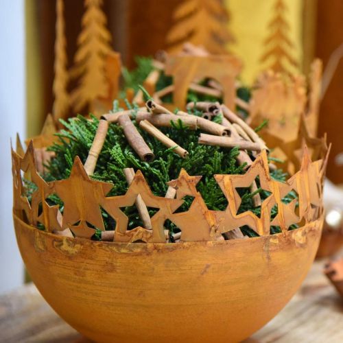 Floristik24 Metallskål med stjerner, juledekorasjon, pyntekar patina Ø25cm H20,5cm