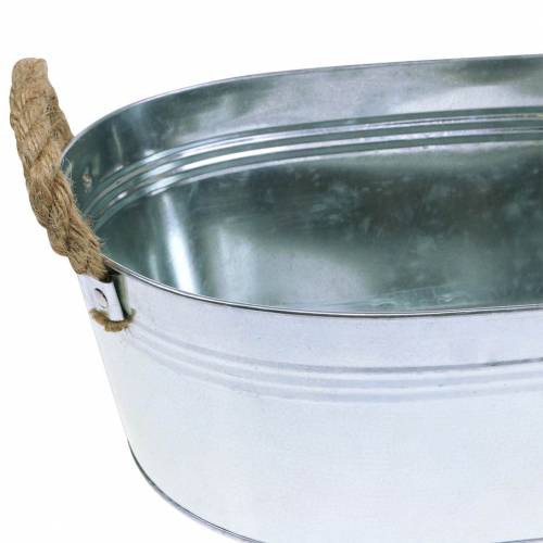Floristik24 Planter sinkbadekar med jutehåndtak sølv 34,5cm H11,5cm