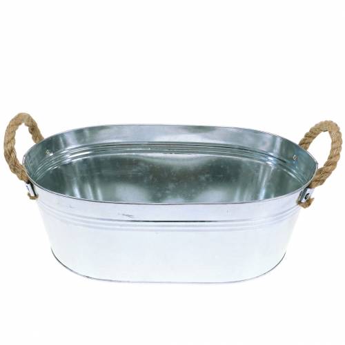 Floristik24 Planter sinkbadekar med jutehåndtak sølv 34,5cm H11,5cm