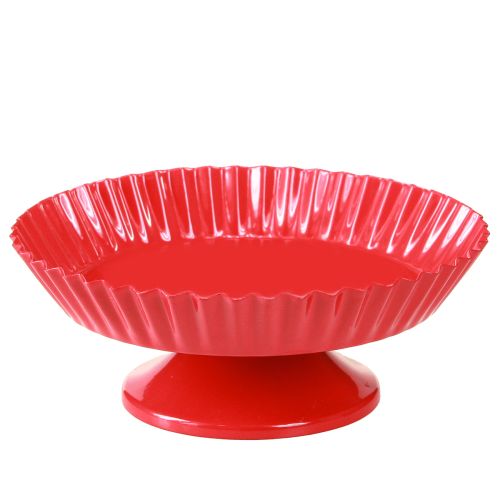Floristik24 Metallplate rød liten dekorativ tallerken med basismetall Ø14cm 2 stk