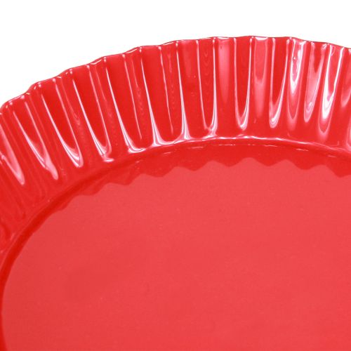 Floristik24 Metallplate rød liten dekorativ tallerken med basismetall Ø14cm 2 stk