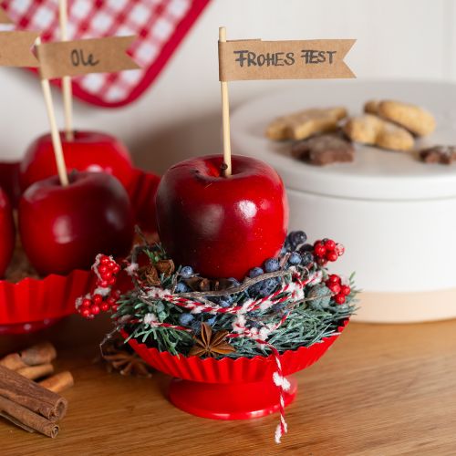 Floristik24 Metallplate rød liten dekorativ tallerken med basismetall Ø14cm 2 stk