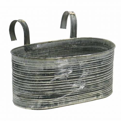 Floristik24 Planteskål sinkpotte oval for oppheng av antikk krem 30×16,5cm H14,5cm