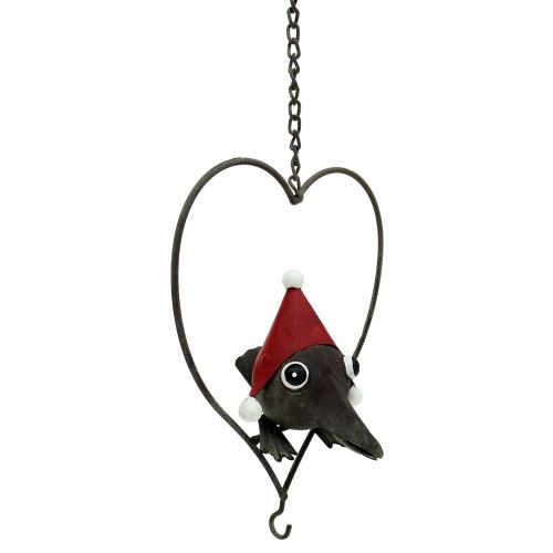 Floristik24 Bird in the heart dekorasjonshenger metall grå 48cm