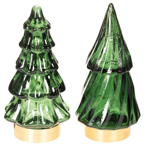 Juletre i glass med LED-lys, borddekorasjon, jul, 13 cm, 2 stk. kjøpe | Floristik24.no