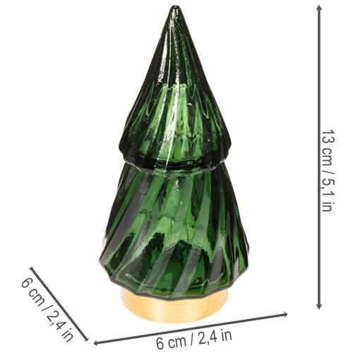 Juletre i glass med LED-lys, borddekorasjon, jul, 13 cm, 2 stk. | Floristik24.no