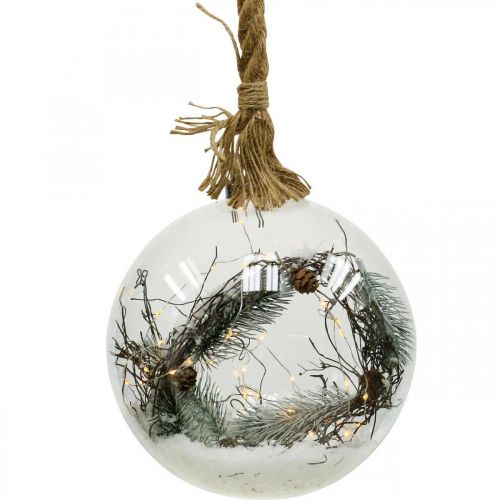 Floristik24 LED ball snøgran innvendig Ø20cm 40L varmhvit timer