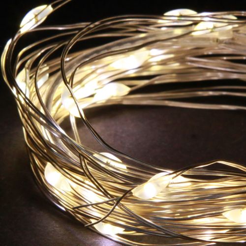 gjenstander Mikro-LED-lyslenker med 20 varmhvite timere og batterier, 6 stk.