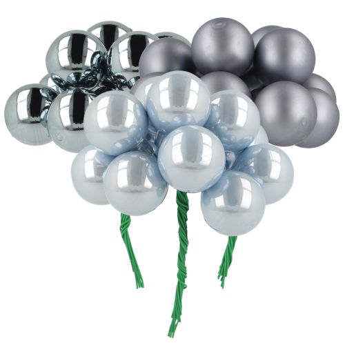 gjenstander Mini julekuler i glass, speilblanke bær, blåtoner, 25 mm, 140 stk.