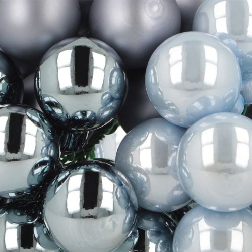 gjenstander Mini julekuler i glass, speilblanke bær, blåtoner, 25 mm, 140 stk.