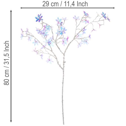 Kunstig blomstrende gren med iriserende blomster, 80 cm | Floristik24.no