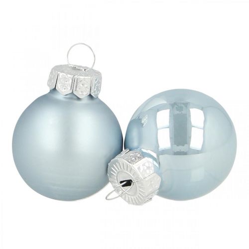 Floristik24 Mini julekule glass blå glans/matt Ø2,5cm 24p