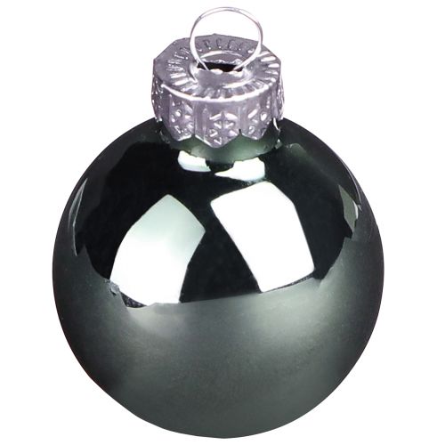 Mini julekuler glassgrønn perlemor grå Ø3cm 22 stk | Floristik24.no