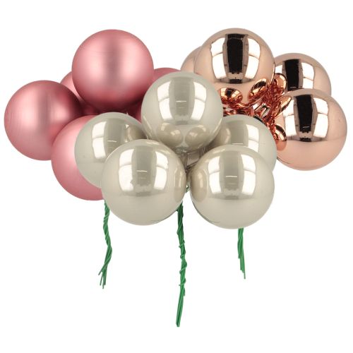 gjenstander Mini julekuler glass rosa grå tråd Ø40mm 32 stk