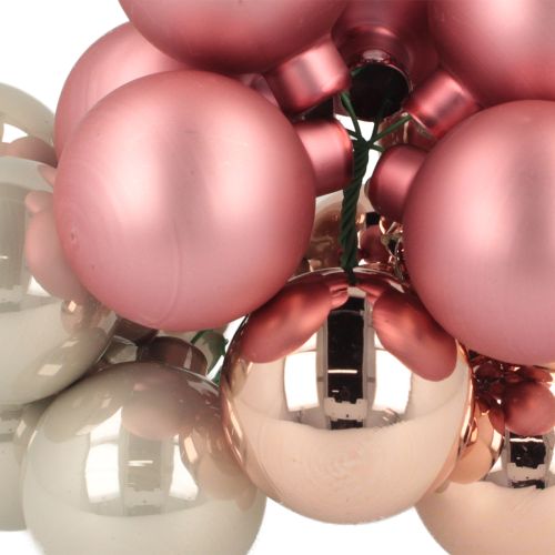 gjenstander Mini julekuler glass rosa grå tråd Ø40mm 32 stk