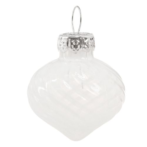 gjenstander Mini julekuler hvite trekuler glass 3cm 9 stk