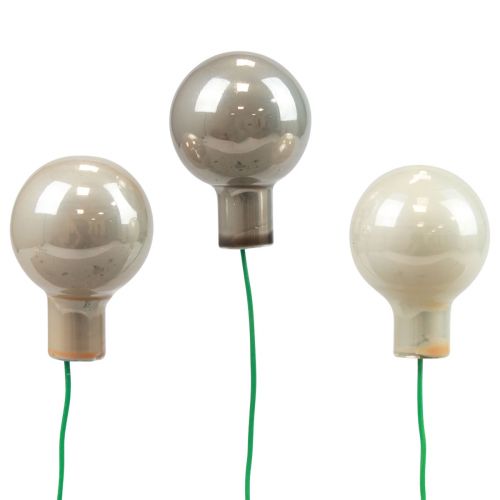 gjenstander Mini julekuler kremgrå glass speilbær Ø25mm 140 stk