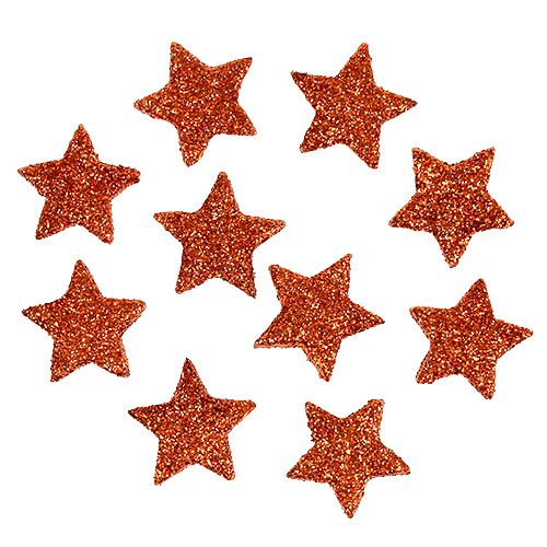 Floristik24 Mini glitter star orange 2,5cm 48stk