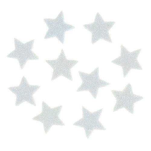 Floristik24 Mini glitter stjerne 2,5 cm hvit 48 stk