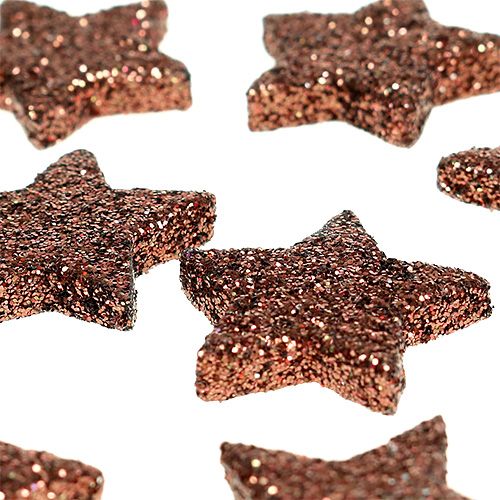 Floristik24 Mini glitterstjerne til dryss brun 2,5cm 48 stk