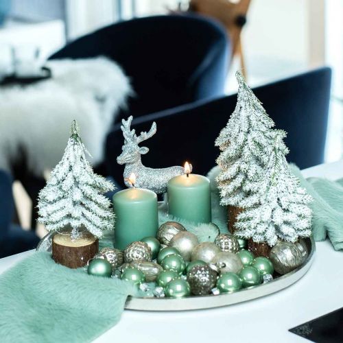 Floristik24 Mini julekuler glass grønn blank/matt Ø2,5 cm 22 stk