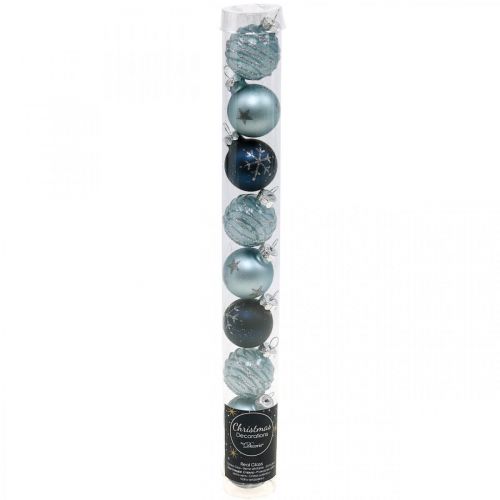 Floristik24 Mini julekuler blå ekte glass Ø3cm 9stk