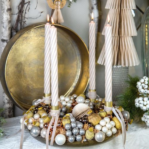 gjenstander Mini julekuler kremgrå glass speilbær Ø25mm 140 stk