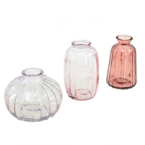 Minivaser dekorative glassvaser blomstervaser H8,5–11 cm sett med 3 stk