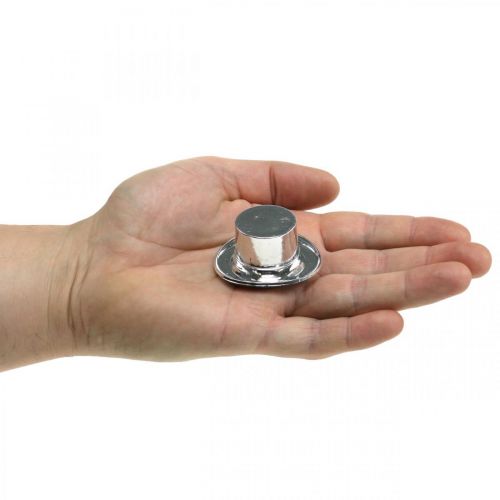 Floristik24 Mini sylinder, nyttårsaften scatter dekorasjon, bordpynt til nyttår sølv H2,5cm L5cm 9 stk.