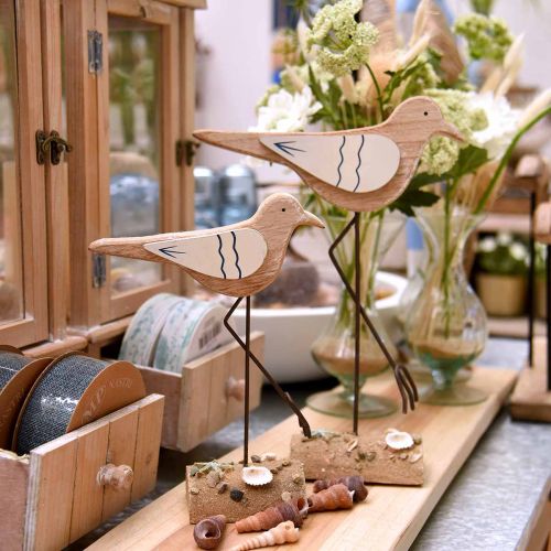 Floristik24 Tremåke, maritim dekorasjon, kystfugl Shabby Chic, blå og hvit H25cm